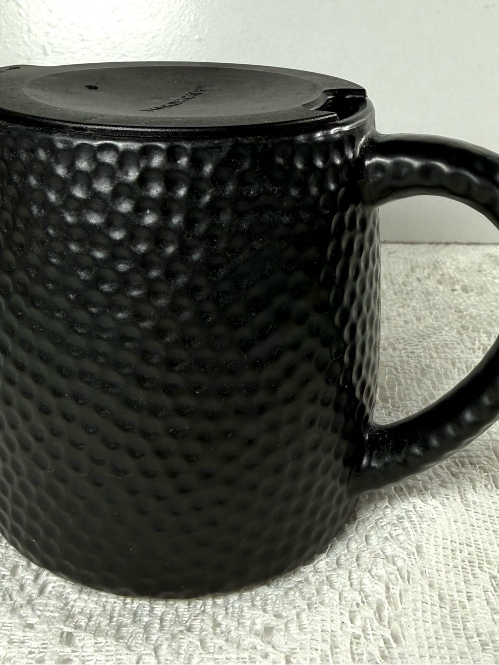 Starbucks Matte Black Hammered Ceramic Mug with Handle